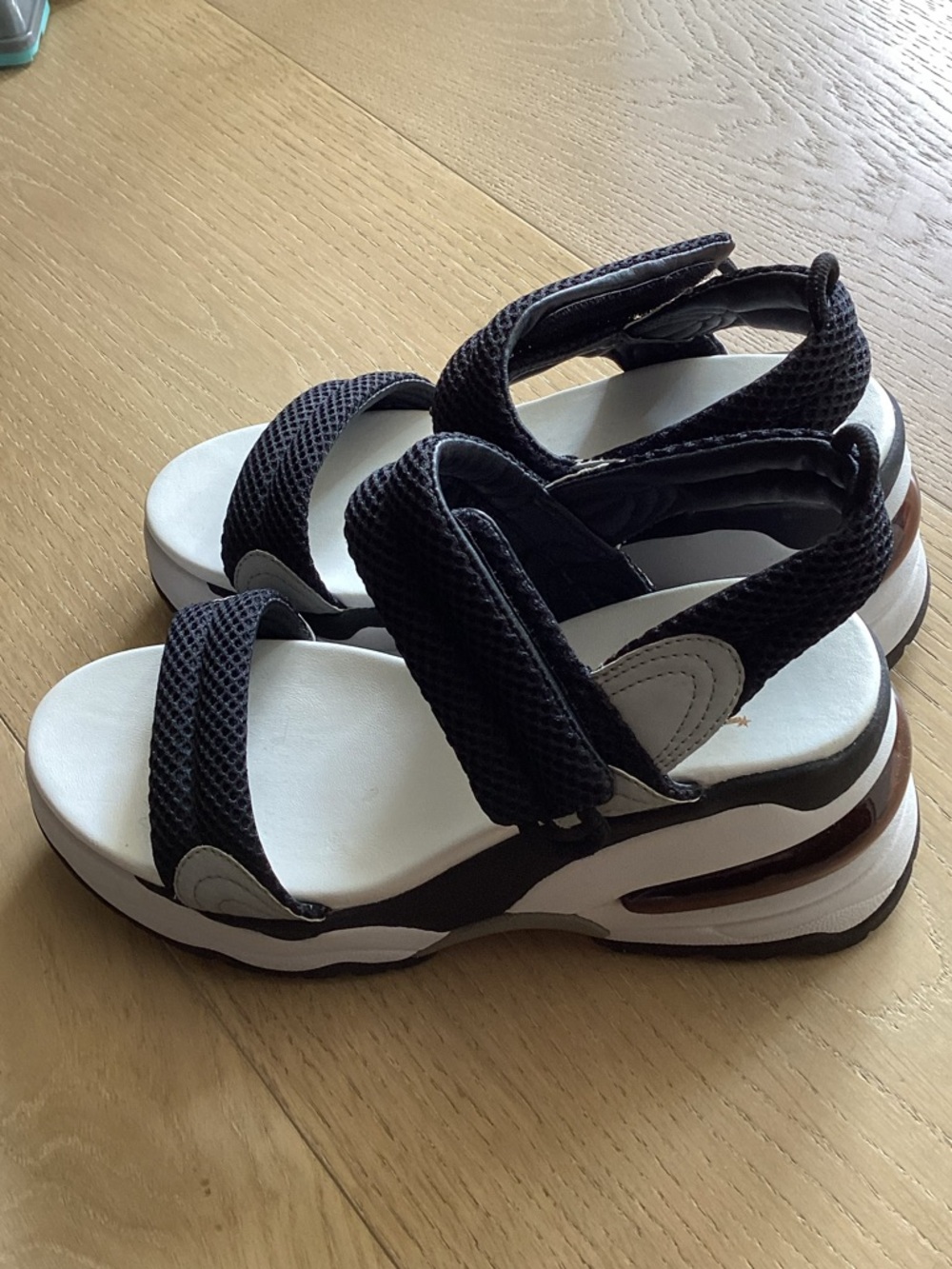 Ash Black and White Mesh Platform Sandals